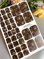 Pedicure Wraps — Midnight Gold-Line Floral | PW-083 - UASLIDER