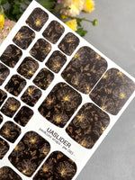Pedicure Wraps — Midnight Gold-Line Floral | PW-083 - UASLIDER