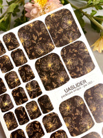 Pedicure Wraps — Midnight Gold-Line Floral | PW-083 - UASLIDER