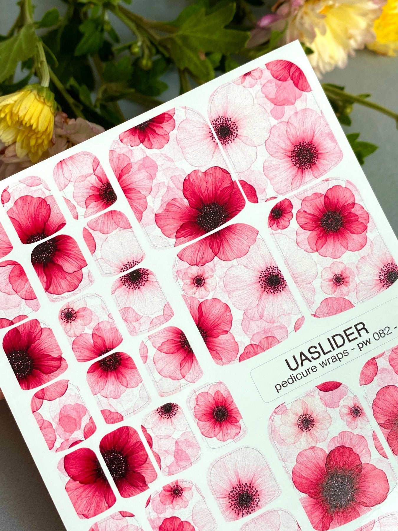 Pedicure Wraps — Sheer Poppy Bloom | PW-082 - UASLIDER