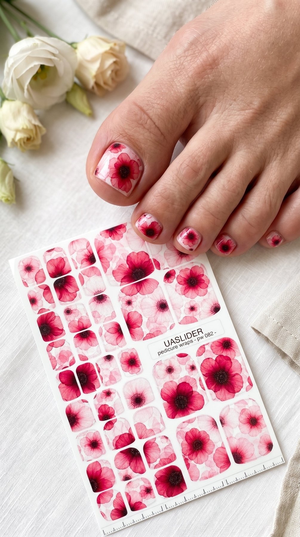 Pedicure Wraps — Sheer Poppy Bloom | PW-082 - UASLIDER