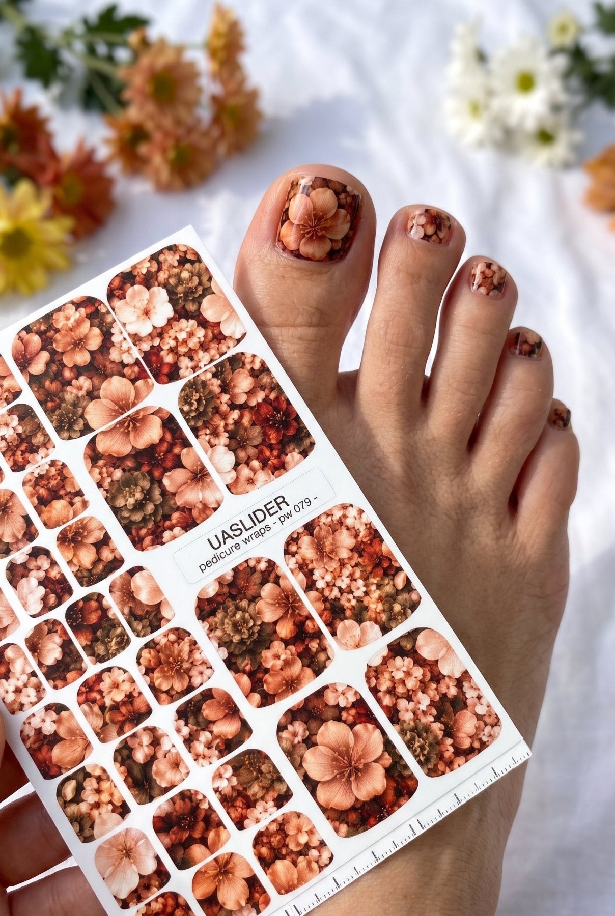 Pedicure Wraps — Terracotta Blossom Cluster | PW-079 - UASLIDER