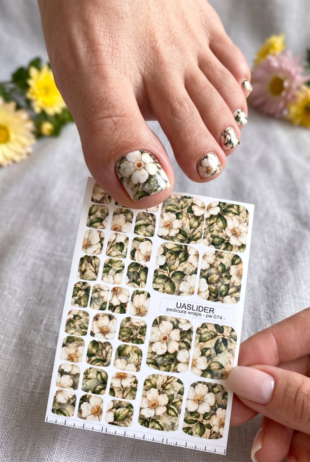Pedicure Wraps — Vintage Wild Rose Botanical | PW-074 - UASLIDER