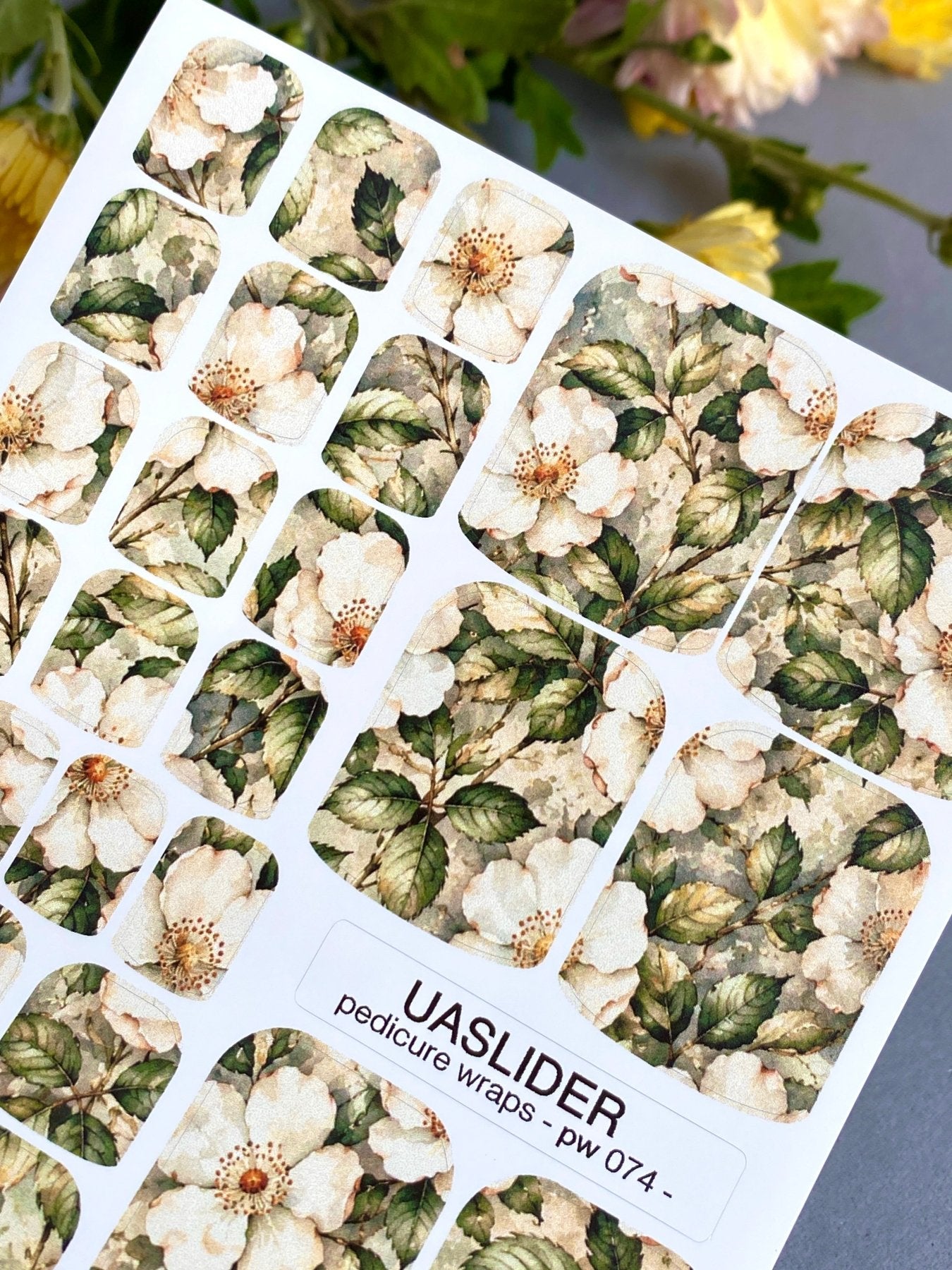 Pedicure Wraps — Vintage Wild Rose Botanical | PW-074 - UASLIDER