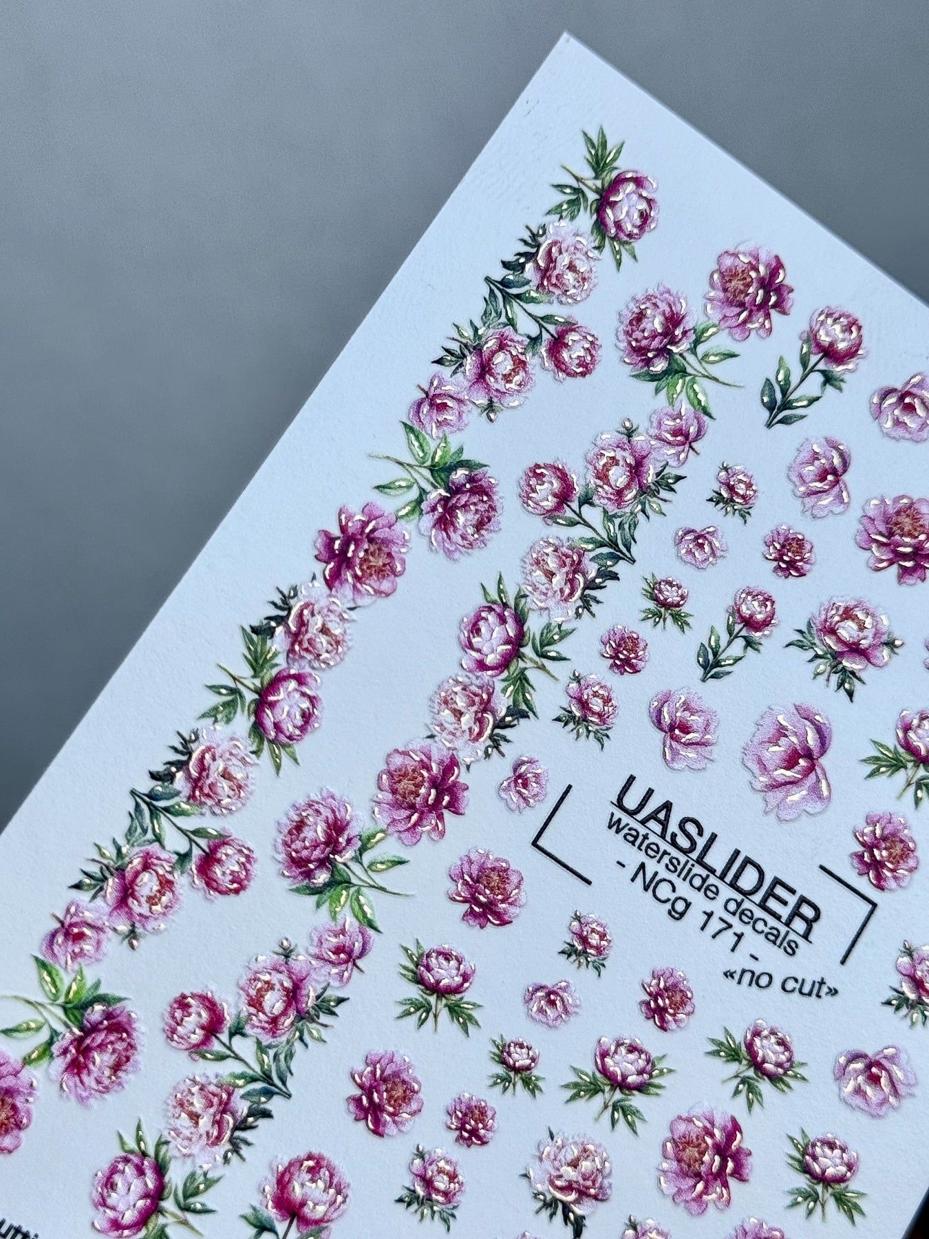 Peony Nail Decals — Pink Floral Bouquets & Gold Foil | NCg-171 - UASLIDER
