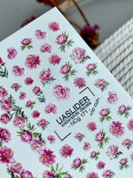 Peony Nail Decals — Pink Floral Bouquets & Gold Foil | NCg-171 - UASLIDER