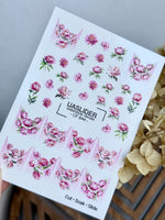 Peony Nail Decals — Pink Flowers & Gold Foil French Tips | CF-844 - UASLIDER