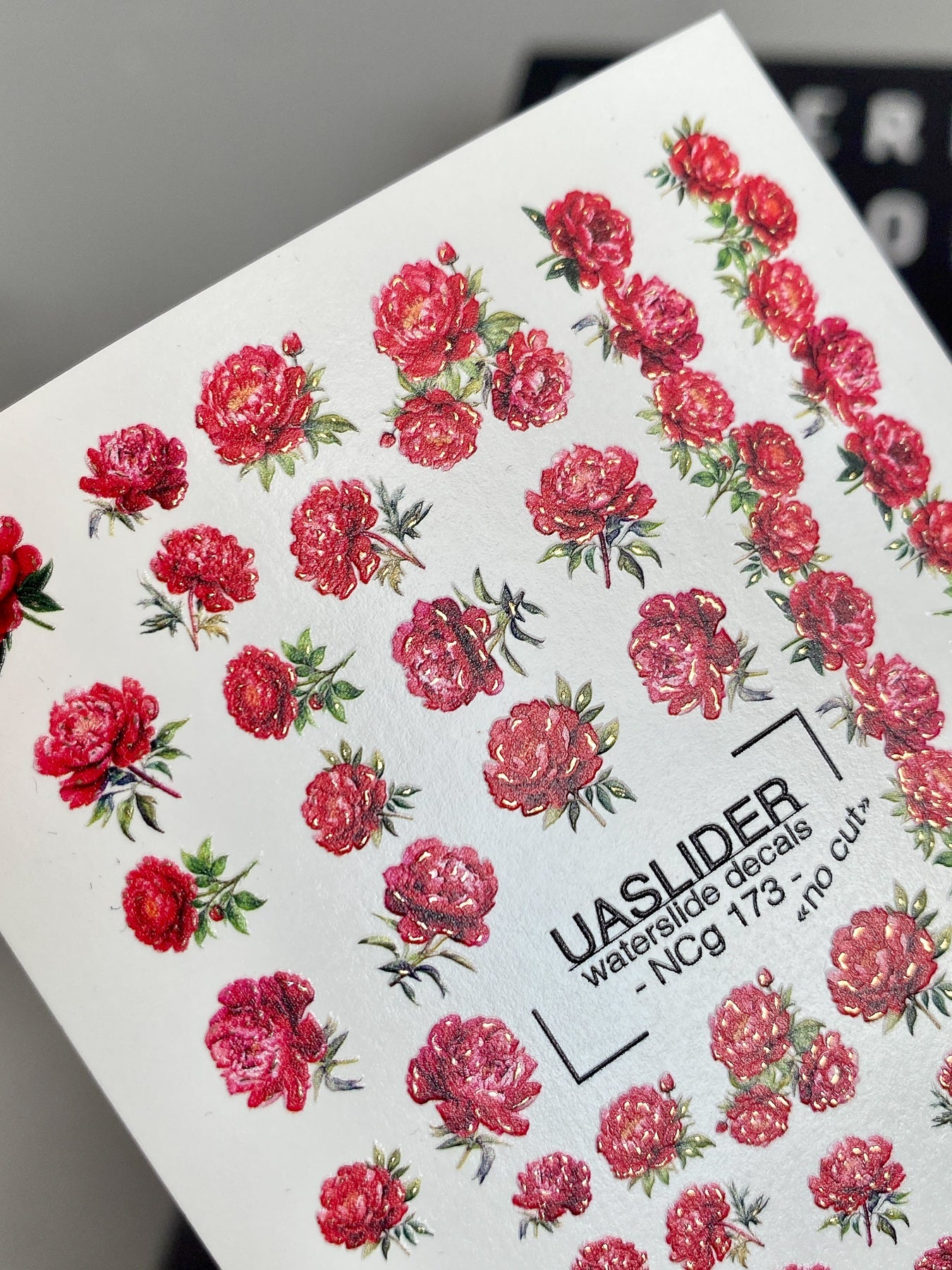 Peony Nail Decals — Red Botanical Peonies, All Sizes | NCg-173 - UASLIDER