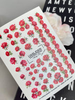 Peony Nail Decals — Red Botanical Peonies, All Sizes | NCg-173 - UASLIDER