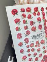Peony Nail Decals — Red Botanical Peonies, All Sizes | NCg-173 - UASLIDER