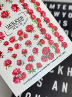 Peony Nail Decals — Red Botanical Peonies, All Sizes | NCg-173 - UASLIDER