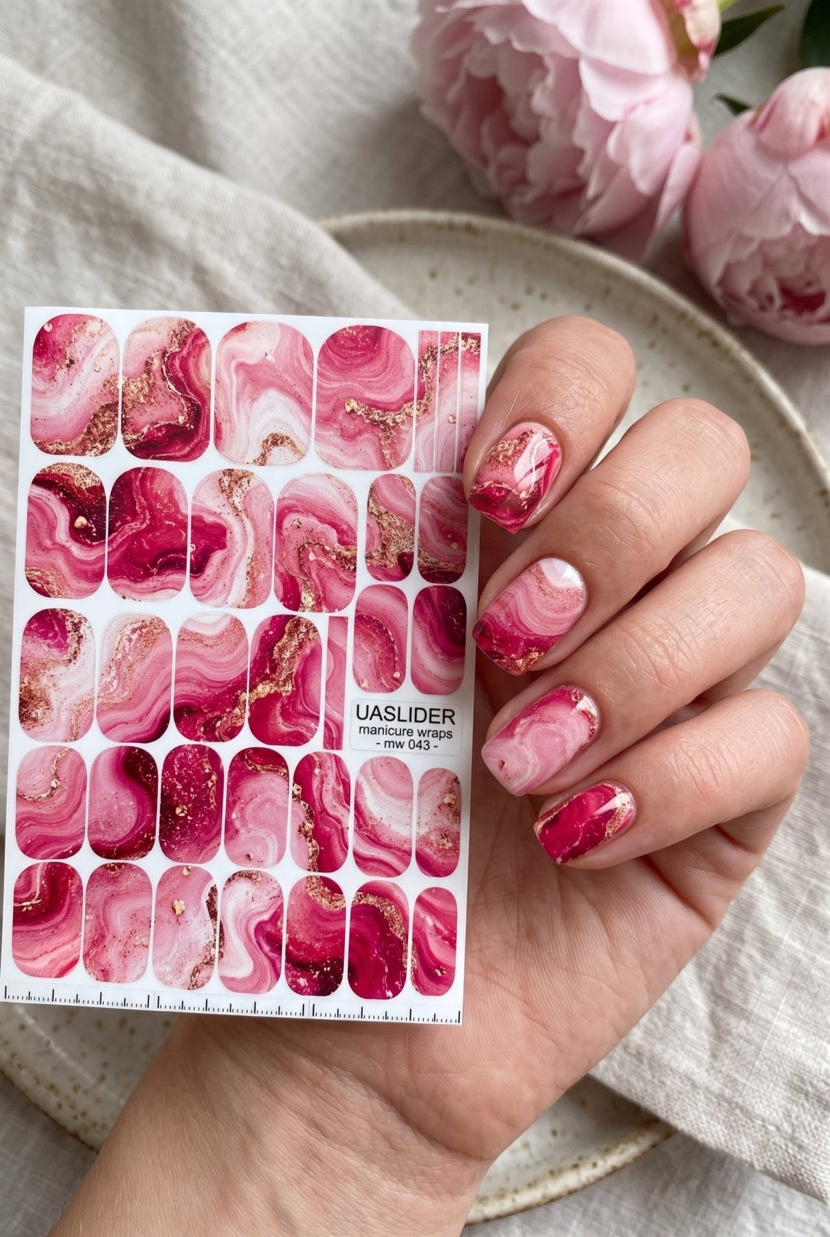 Pink Agate Manicure Wraps — Raspberry & Blush Marble | mw-043 - UASLIDER