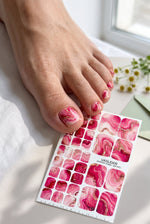 Pink Agate Pedicure Nail Wraps — Berry, Blush & Gold Flakes | PW-043 - UASLIDER