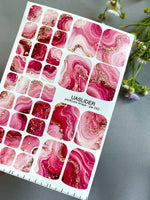 Pink Agate Pedicure Nail Wraps — Berry, Blush & Gold Flakes | PW-043 - UASLIDER