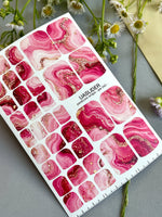 Pink Agate Pedicure Nail Wraps — Berry, Blush & Gold Flakes | PW-043 - UASLIDER