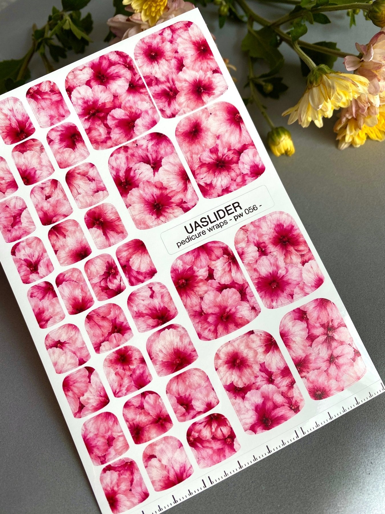 Pink Blossom Pedicure Nail Wraps — Close-Up Floral Field | PW-056 - UASLIDER