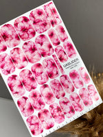 Pink Floral Manicure Nail Wraps — Watercolor Flowers | mw-056 - UASLIDER