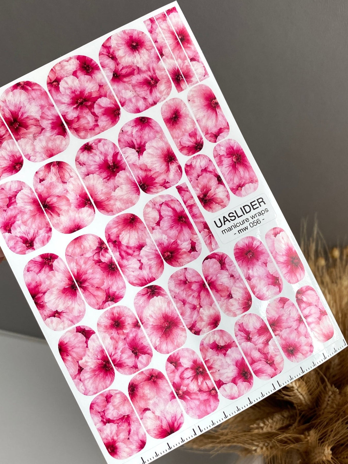 Pink Floral Manicure Nail Wraps — Watercolor Flowers | mw-056 - UASLIDER