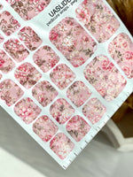 Pink Floral Pedicure Nail Wraps — Gold Foil Garden | pwg-064 - UASLIDER
