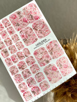 Pink Floral Pedicure Nail Wraps — Gold Foil Garden | pwg-064 - UASLIDER