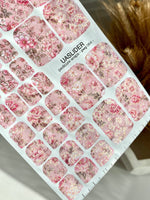 Pink Floral Pedicure Nail Wraps — Gold Foil Garden | pwg-064 - UASLIDER