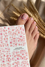 Pink Floral Pedicure Nail Wraps — Soft Petal Pattern | pw-092 - UASLIDER