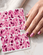 Pink Leaf Manicure Wraps — Magenta Botanical | mw-110 - UASLIDER