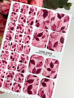 Pink Leaf Pedicure Wraps — Burgundy Botanical Print | pw-110 - UASLIDER