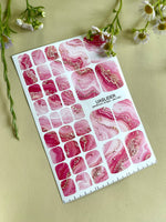 Pink Marble Pedicure Nail Wraps — Hot Pink & Gold Glitter Swirl | PW-042 - UASLIDER