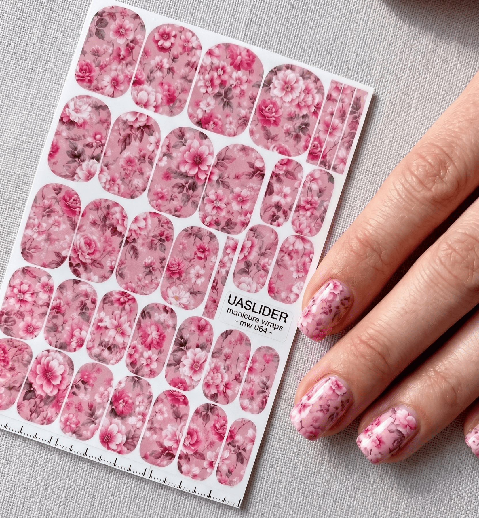Pink Peony Manicure Nail Wraps — Vintage Floral | mw-064 - UASLIDER