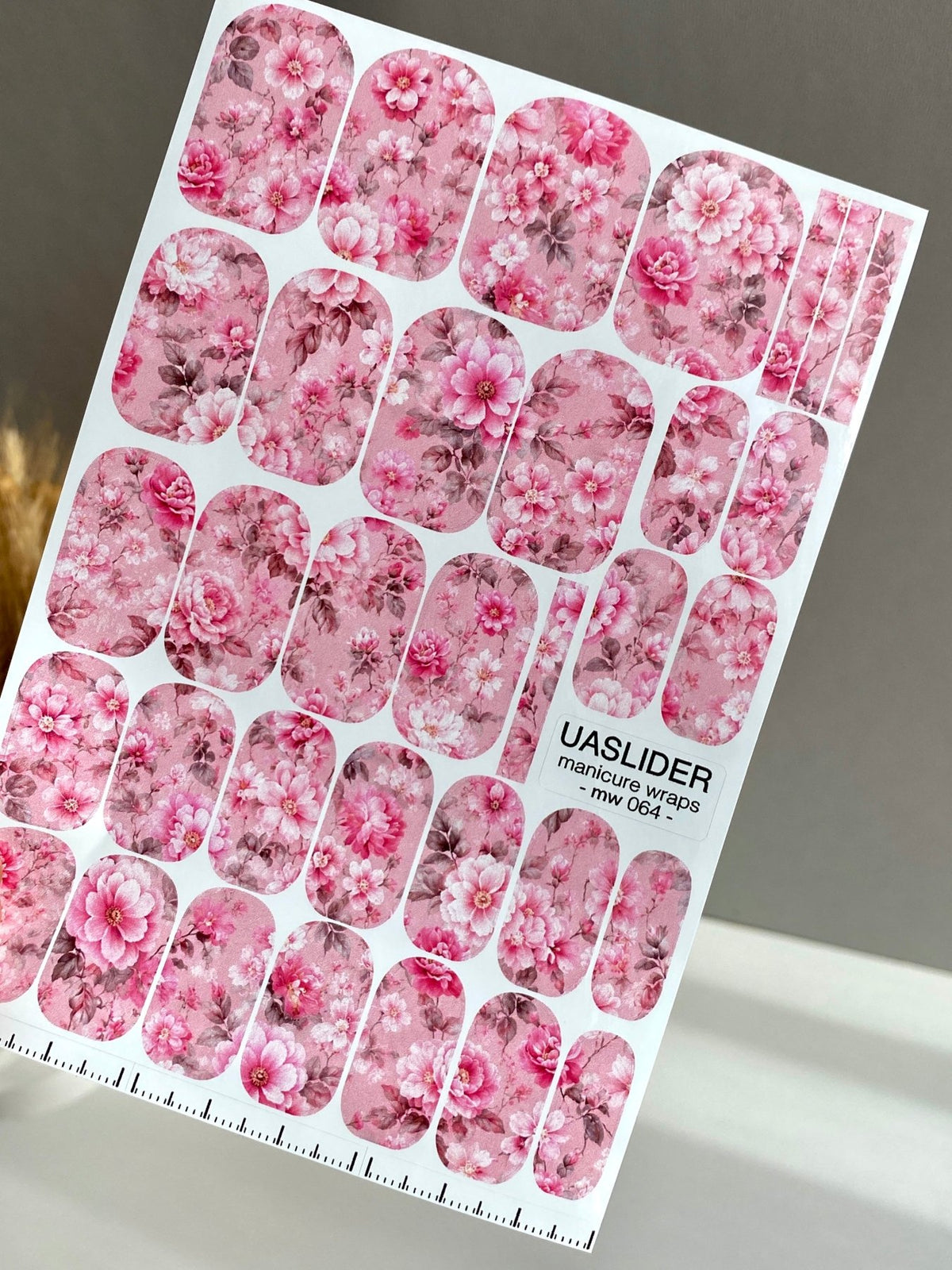 Pink Peony Manicure Nail Wraps — Vintage Floral | mw-064 - UASLIDER