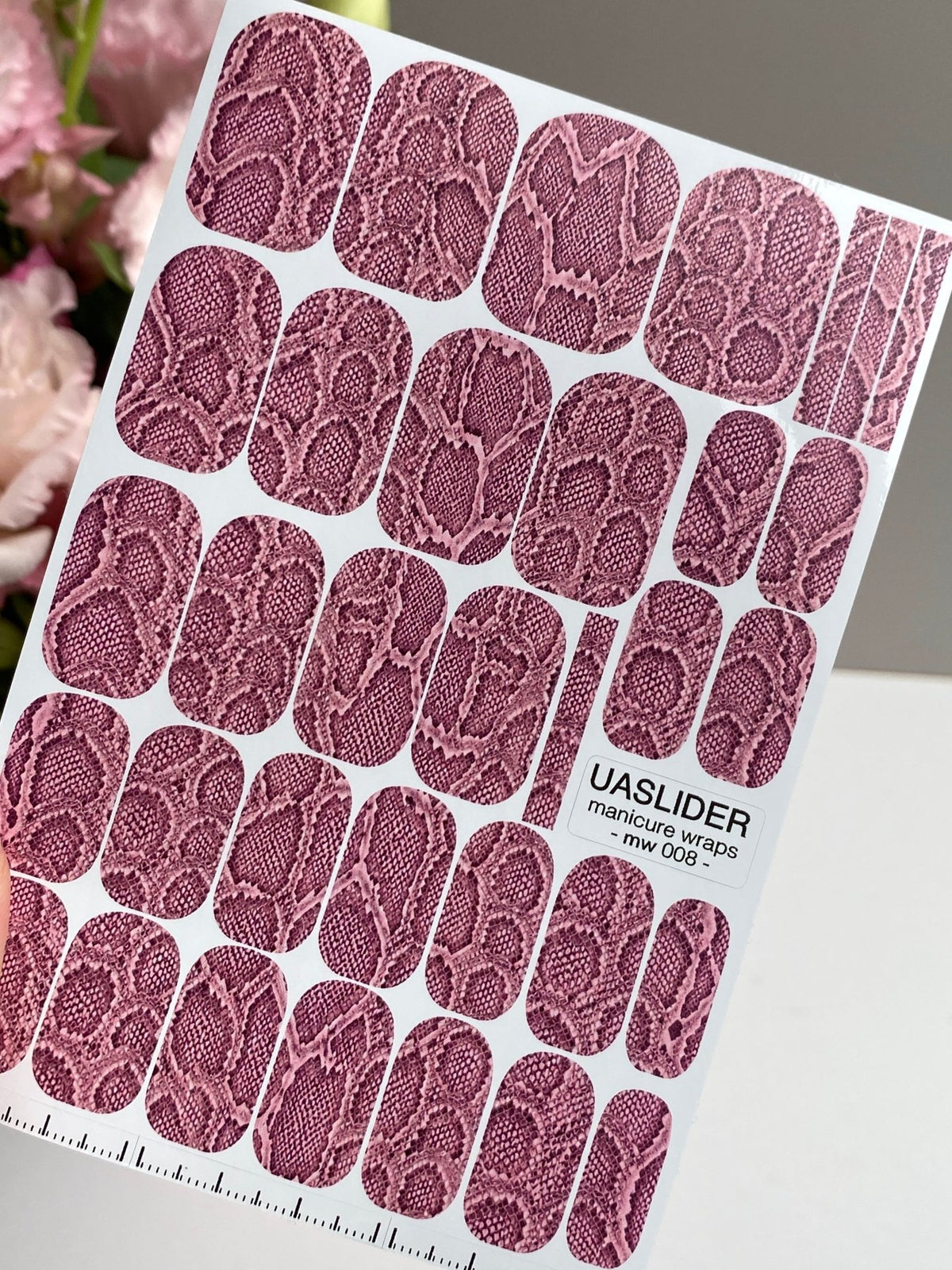 Pink Snakeskin Manicure Wraps — Python Reptile Print | mw-008 - UASLIDER