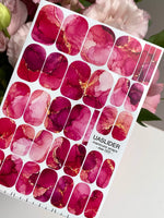 Pink Watercolor Marble Manicure Wraps — Golden Yellow Veins | mw-022 - UASLIDER