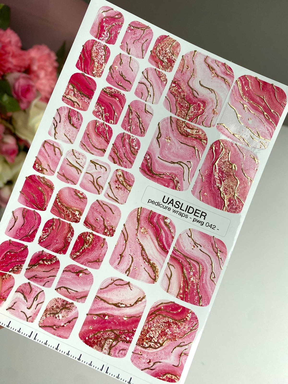 Pink Watercolor Marble Pedicure Wraps — Gold Foil | pwg-042 - UASLIDER