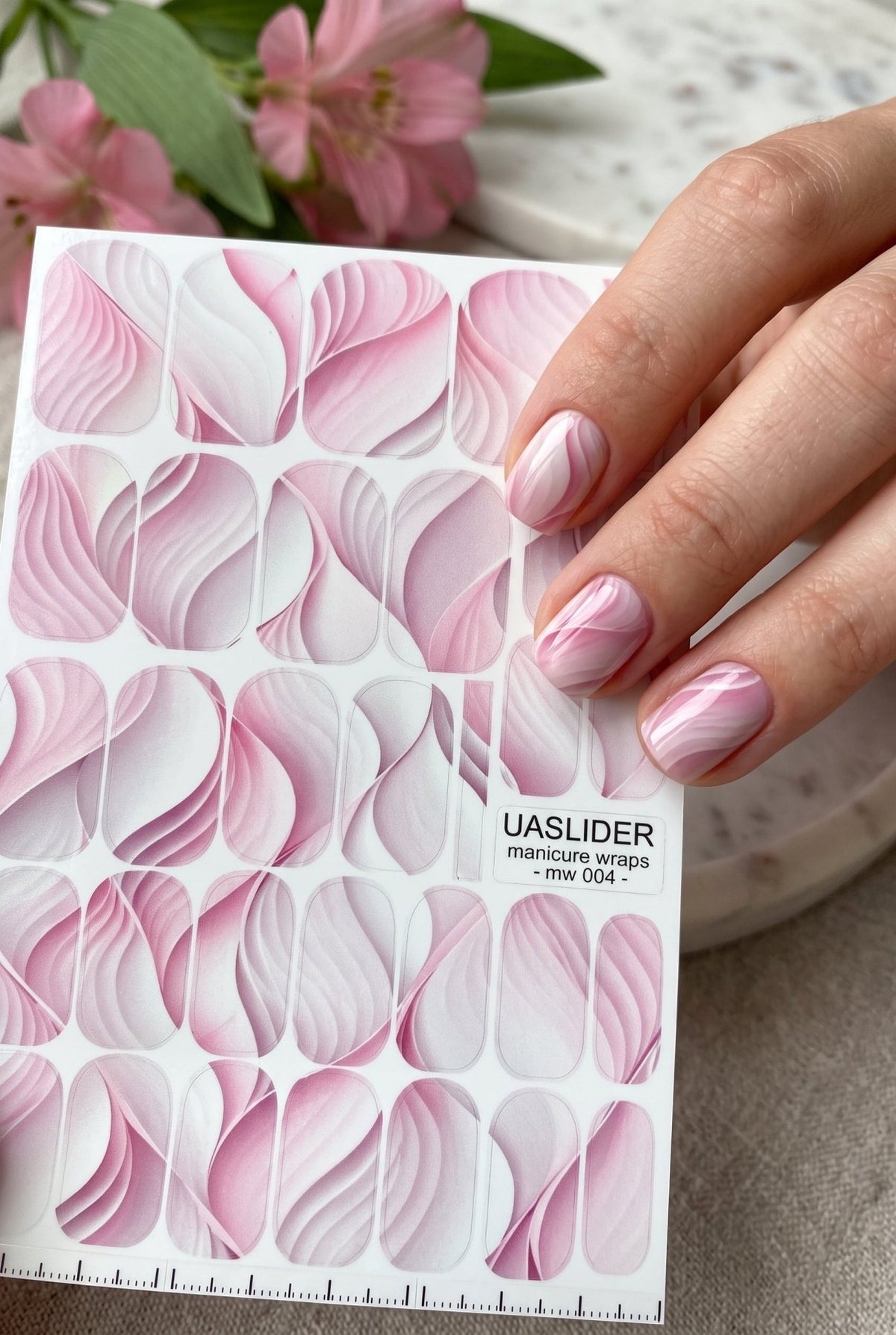 Pink Wave Manicure Nail Wraps — Soft Layered Abstract | mw-004 - UASLIDER