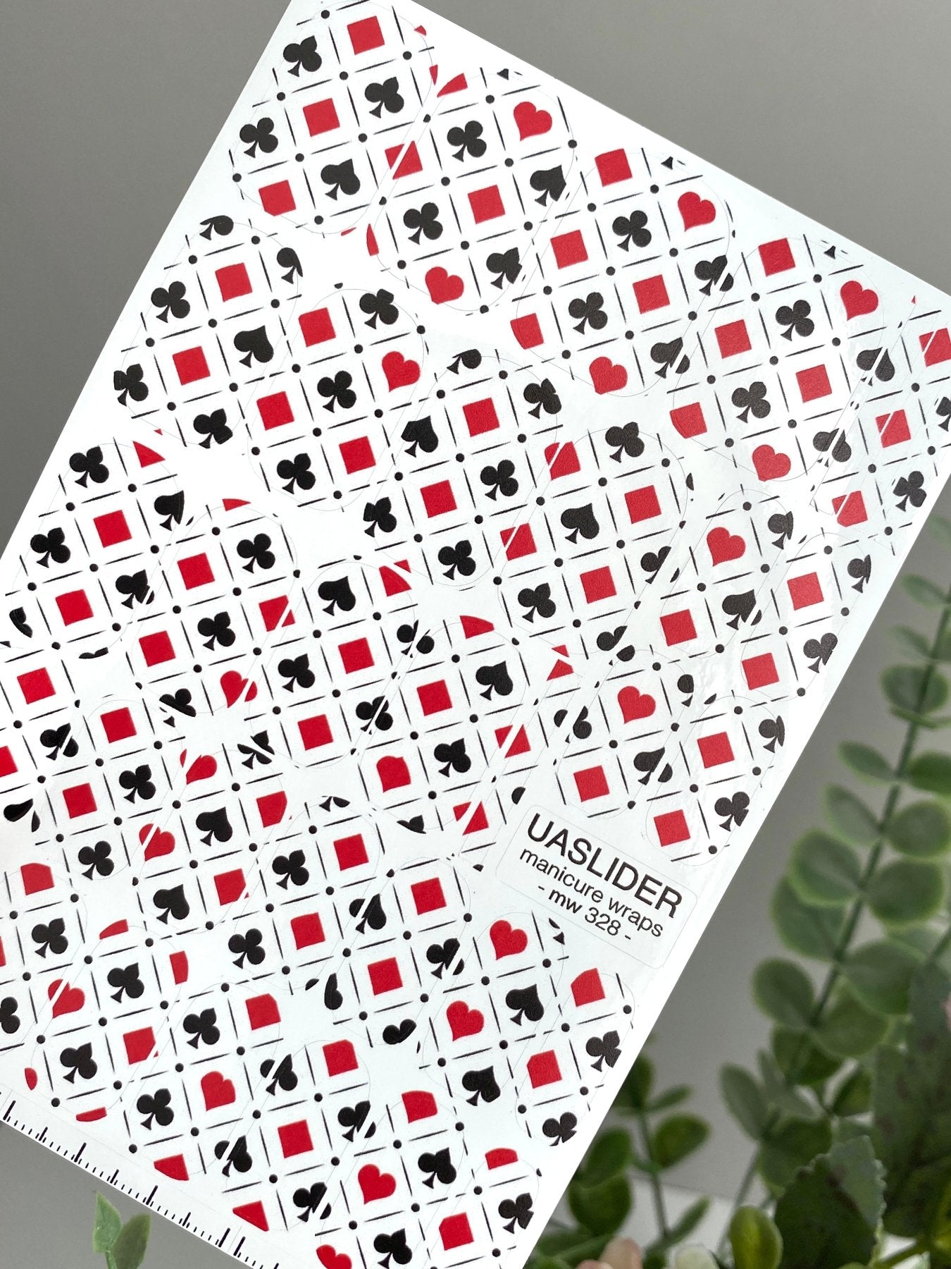 Playing Card Manicure Wraps — Red & Black Suits | mw-328 - UASLIDER