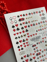 Playing Card Nail Decals — Suits Hearts Spades Gold Foil | CF - 813 - UASLIDER