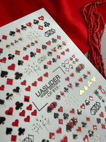 Playing Card Nail Decals — Suits Hearts Spades Gold Foil | CF - 813 - UASLIDER