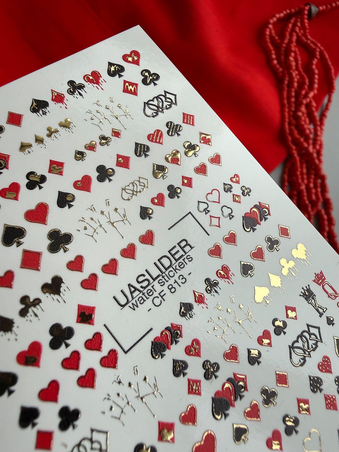 Playing Card Nail Decals — Suits Hearts Spades Gold Foil | CF - 813 - UASLIDER