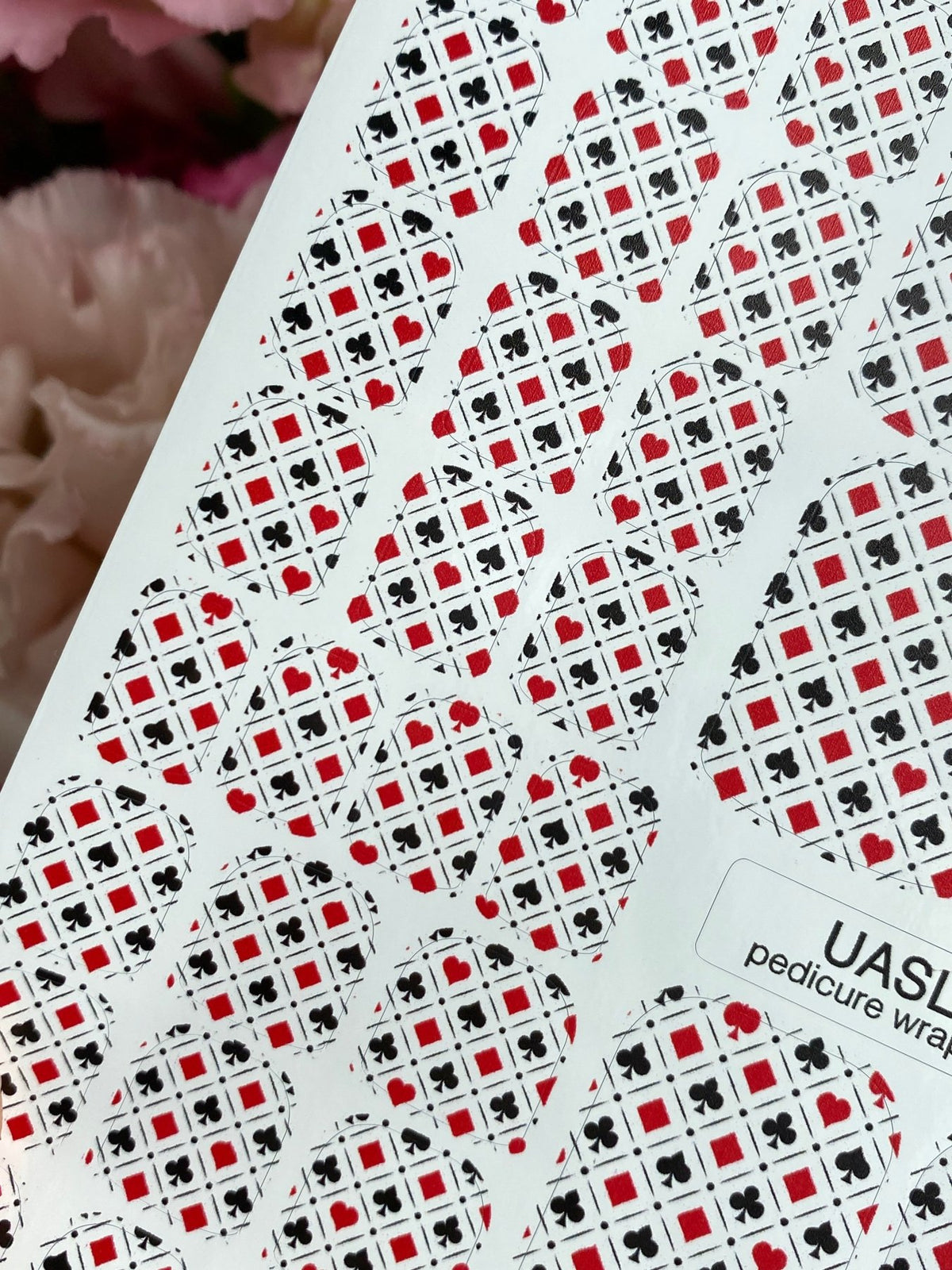 Playing Card Suits Pedicure Nail Wraps — Red & Black | pw-328 - UASLIDER