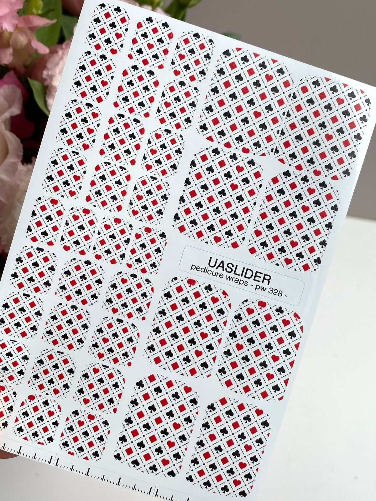 Playing Card Suits Pedicure Nail Wraps — Red & Black | pw-328 - UASLIDER