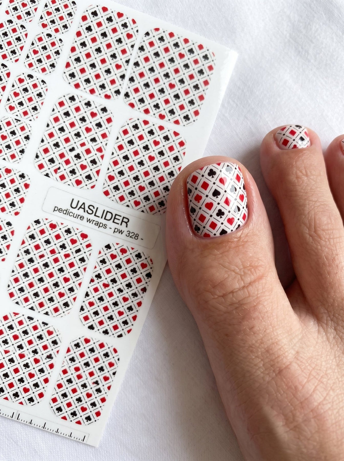 Playing Card Suits Pedicure Nail Wraps — Red & Black | pw-328 - UASLIDER
