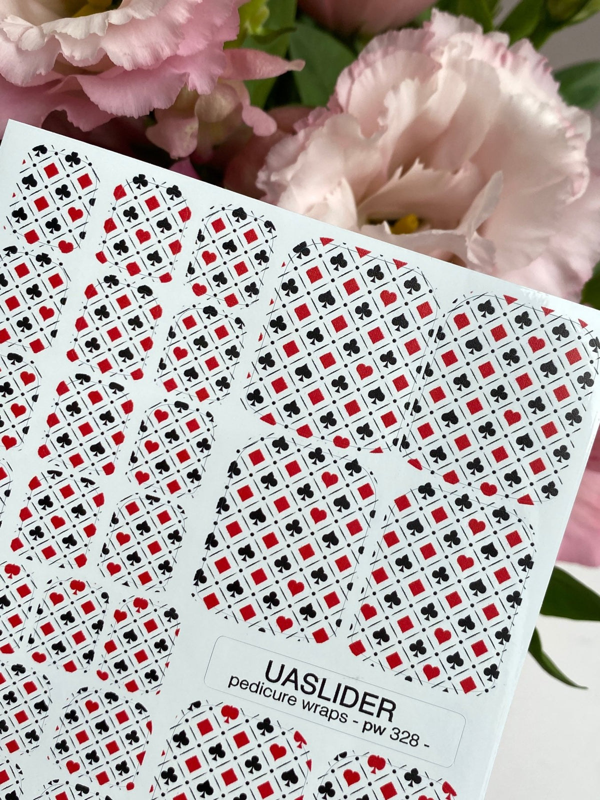 Playing Card Suits Pedicure Nail Wraps — Red & Black | pw-328 - UASLIDER