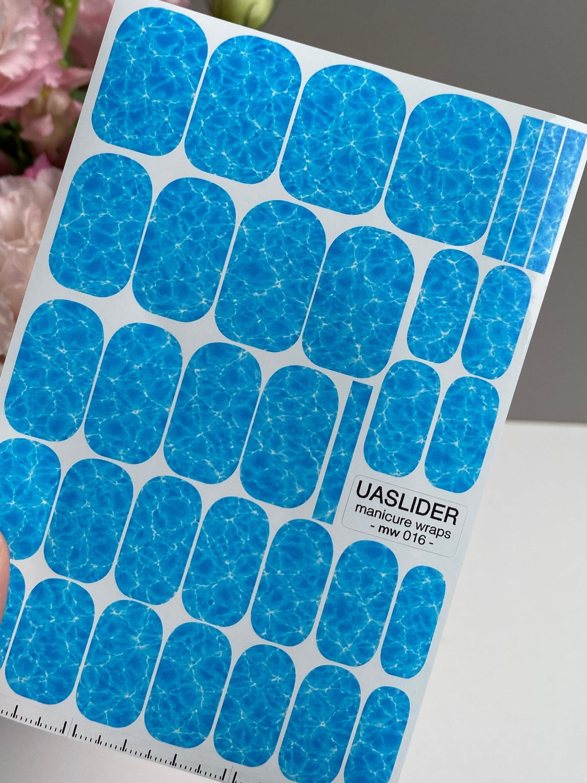 Pool Water Manicure Nail Wraps — Blue Ripple Texture | mw-016 - UASLIDER