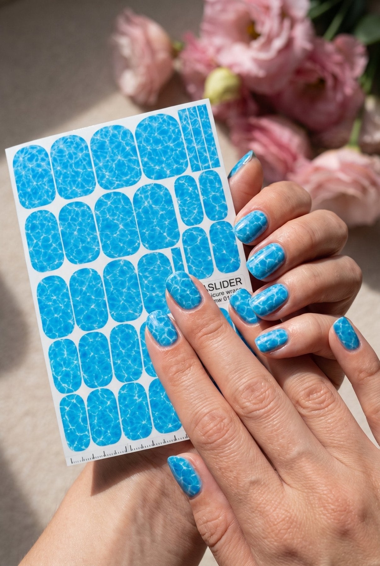 Pool Water Manicure Nail Wraps — Blue Ripple Texture | mw-016 - UASLIDER