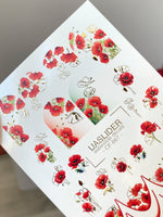 Poppy Nail Decals — Red Poppies & Gold Foil Outlines | CF - 867 - UASLIDER