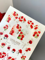 Poppy Nail Decals — Red Poppies & Gold Foil Outlines | CF - 867 - UASLIDER