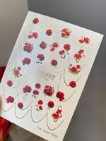 Poppy Nail Decals — Red Poppies with Gold Foil Line Art | CF - 868 - UASLIDER
