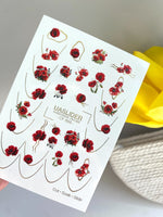 Poppy Nail Decals — Red Poppies with Gold Foil Line Art | CF - 868 - UASLIDER