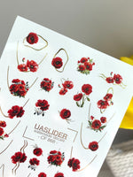 Poppy Nail Decals — Red Poppies with Gold Foil Line Art | CF - 868 - UASLIDER